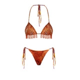 3Pcs Floral Bikini With Diamond Skirt Women Sexy Swimsuit Push Up Swimwear 2025 Bandeau Biquini Female Bathing Suit Beach Outfit