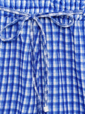 Gingham Printed Jumpsuit Women 2025 Summer Spring Wide Leg Casual Overalls for Women Cotton Linen Romper Pockets Playsuit