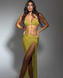 Sexy Shell Bikini Set With Skirt Women Two-Pieces Swimsuit 2024 New High Fork Skirt Set Biquini Swimwear For Girl Clothing