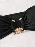 ZTVitality Sexy Bandeau Rib Knit Tie Side Black Bikini Set 2024 Biquini New Arrival Padded Strapless Swimsuit Women's Swimwear