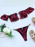 Ruffled Frilled Off Shoulder Bikini Women Swimsuit Female Swimwear Two Pieces Bikini Set Bandeau Bather Bathing Suit Swim Lady