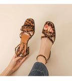 2025 Hot Sale Women's Shoes Open Toe Women's Sandals Fashion Leopard Print Office and Career New Plus Size Heeled Sandalszapatos