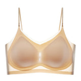 Ultra-Thin Breathable Ice Silk Top Bra Women's Seamless Back Halter Vest Wrap Bra Small Chest Together