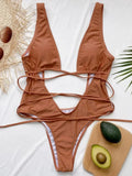 Leopard Deep V Neck Wrap Around High Cut Women Swimwear One Piece Swimsuit Female Monikini Tummy Cut Out Bathing Suit Swim Lady