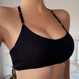 Sexy Women Underwear Backless Ribbed Bras Female Brassiere Breathable Camisole New Fashion Lingerie Solid Wireless Ladies Bras