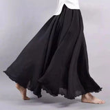 Maxi Skirt Double Layer Women Skirt A-Line Loose Fit Elastic Waist Solid Color Design Flowy Skirt Spring Summer Casual Wear