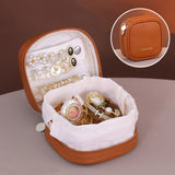 Portable Jewelry Box With Drawstring Bag Travel Necklace Bracelet Earrings Ring Storage Pouches Pu Leather Jewelry Organizer Bag