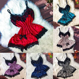 Summer Lace Sleepwear Sexy Satin Pajamas Set Women Nightshirt 2 Pieces Crop Tops and Shorts Set Homewear Loungewear
