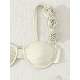 Sexy 3D Flowers Underwired Bikini Women Swimwear Female Swimsuit Two-Pieces Bikini Set Brazilian Bather Bathing Suit Swim V7970