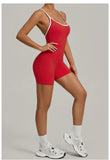 Spring/summer Women's Contrasting Yoga Jumpsuit Hollow Out Cross Back Camisole One Piece Sports Suit Hip Lifting Fitness Romper