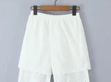 Foridol Hollow Out Cotton Women's 2 Pieces Set White Summer Pants Set Embroidery Top Pants Suit Matching Set Beach Casual Pants