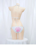Japanese Anime Kawaii Cat Paw Micro Bikini Set for Women Girl Bandage Backless Mini Swimsuit Underwear Lingerie Bathing Suit