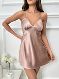 Summer New Ice Silk Slip V Neck Nightdress Mini Dresses Sexy Backless Pajama Women's Pajama Thin Breathable Print Slip Dress