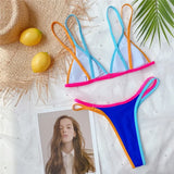 Splicing Brazilian Mini Thong Bikini Female Swimsuit Women Swimwear Two-pieces Bikini set High Cut Bather Bathing Suit Swim Lady