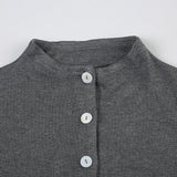 Women's Summer Casual Slim Fit Basic Tops Short Sleeve Round Neck Solid Color Button Up T-shirts