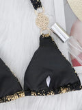 Snake Print Halter Diamond Bikini 2025 Women Swimwear Female Swimsuit Two-piece Bikini Set High Cut Bathing Suit Swim Beach Wear