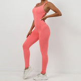 Seamless High-Waisted Peach Hip Yoga Jumpsuit for Women - Fast Drying Sweat-Wicking Tight Running Sports Jogging Gym Activewear