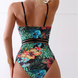 S - XL Leaves Printed Underwired With Bra Cup Women Swimwear One Piece Swimsuit Female Monokini Bather Bathing Suit Swim V5466