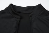 FDYOUI Fashion Stand Collar Button Hollow Out T-shirt for Women 2026 Sexy Short Sleeve Slim Cropped T Shirts Black Wine Red Tops