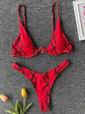 High Cut V-bar Underwired Bikini Women Swimsuit Female Micro Thong Swimwear Two-pieces Bikini Set Push Up Bathing Suit Swim Lady