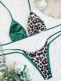 Halter Splicing Leopard Bikinis 2026 Satin Bikini Female Swimsuit Women Swimwear Two-pieces Bikini Set Micro Bathing Suit Swim