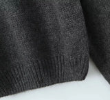 Foridol Slash Neck Dark Grey Mohair Women Sweater Pullover Femme Casual Loose Trendy Style Autumn Winter Knitted Pullover