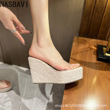 NASBAVI Summer Fashion PVC Jelly Wedges Platform Women's Slippers Sandals Casual Shoes Size 34-40