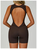 New Seamless Yoga Jumpsuits Sports Fitness Hip-lifting Backless Shorts One-piece Workout Gym Leggings Tracksuits for Women