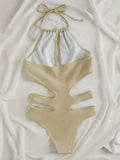 2025 New Sexy Halter Women Swimwear One Piece Swimsuit Female Hollow Out Monokini Bather Bathing Suit Summer Beach Wear Bodysuit