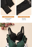 3 Pcs Elegant Lace Bra Non-Padded, Floral Pattern Women's Bras Sexy Lingerie BH Top Brassiere Underwire Plus Size A B C D E Cup