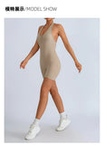 Summer Yoga Jumpsuit Back Hollow Out Bandage Pleate Pocket Shorts Sports One Piece Suits Butt Lifting Fitness Workout Bodysuit