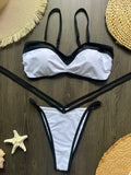 2025 New Sexy Bandeau Bikini Sets Swimsuit For Women Sexy Strappy Swimwear Female Patchwork Bathing Suit Beachwear Swimming Suit