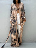 New 10 Colors Printed Long Sleeve With Belt Tunic Beach Cover Up Cover-ups Beach Dress Beach Wear Beachwear Female Women V4521