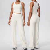 2PCS Yoga Set Women Tracksuit Nude Feeling Workout Sets Gym Clothes Push Up Fitness Running Sportswear Sport Straight tank suit