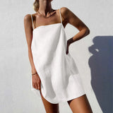 Y2k Camisole Dress Women Cotton Linen Casual Vacation Cute Spaghetti Strap Dresses Summer Trendy Beach Short Sundress 2024 Hot