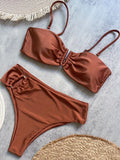 Shiny Sparkling U Shaped Female Swimsuit High Waist Bikini Women Swimwear Two-pieces Bikini Set Pool Bathing Suit Swim Beachwear