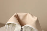 Plus Size Women White Patent Leather Fringe Tassel Mid Calf Boots Peep Toe Platform Block Heel Open Toe Party Club Heels