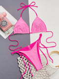 Zebra Print Halter micro Bikini 2025 women Bandeau String Swimsuit Female swimwear Neon Shiny bikini set Leopard Bathing Suit