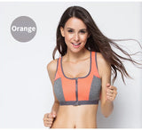 Sports Bra Women Front Zipper Double Inner Cup Push Up Patchwork Tops Female Yoga Fitness Shockproof Vest Sport Bras for Women