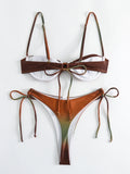 Sexy Tie Dye Print Push Up Bikinis Sets Two Pieces Side Tie Swimsuit Thong Swimwear Biquini Conjunto De Bikini Tankini Beachwear