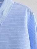 Foridol Stripes Crop Top+shirt 2 Pcs Outfits Women Casual Summer Autumn Casual Set Blue Matching Set Shorts Set Female Suit
