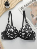 Women's Sexy Cartoon Design With Steel Ring Gathering Push Up Underwear Daily Casual And Comfortable Close Fitting Bra B6052