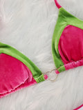 2025 Splicing Halter Velvet Bikini Female Swimsuit Women Brazilian Swimwear Two-pieces Bikini Set High Cut Bathing Suit Swim