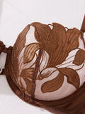 French-Style Floral Embroidered Lace Lingerie Set, Sexy and Soft Steel-Bra-Cupped Supportive Bra, Valentine's Day Party ZA825031