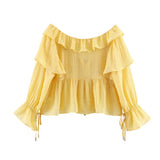 Women's Fashion Casual Ruffle Off-Shoulder Top IMH1