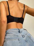 Fashion Lingerie Black Half Cup Together Push Up Bra Sexy Women's Underwear B6035