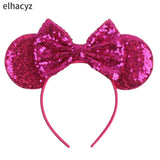2025 Chic Disney Embroidery Sequin Minnie Ears Headband DOT Bow Hairband Girls Women Party Head Wear Kids DIY Hair Accessories
