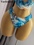 S - XL With Skirt Printed Halter Bikini Female Swimsuit Women Swimwear Three-pieces Bikini set Bather Bathing Suit Swim V8184