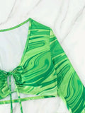 2026 Hollow Out String Long Sleeve 2 Piece Bikini Women Swimwear Female Swimsuit Bathers Bathing Swimming Suit Beachwear Summer