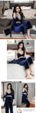 Women's Autumn Winter Golden Velvet Pajamas Set - Sexy Lace Suspender 3-Piece Loungewear with Breast Pads